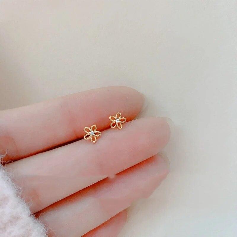 Multiple Style Earrings For Women Mini Zircon Candy Sweet Stud Ear Girls Flower Hypoallergenic Piercing Jewelry Fashion Gifts