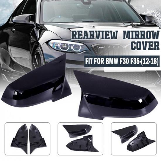 2x Gloss Black Door Wing Side Mirror Cover Cap For BMW 1/2/3 Series F30 F31