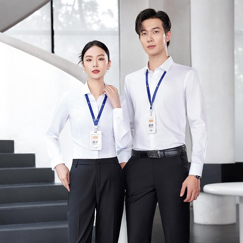 Unisex Professional Long Sleeve Silk Modal Shirt with Logo for Property Management Workwear
