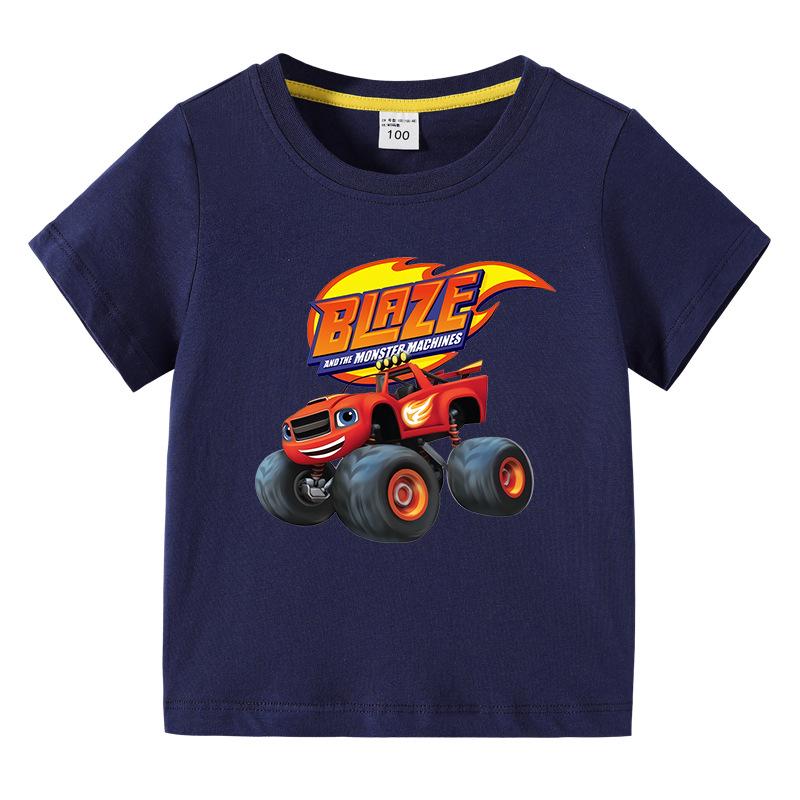 2023 Kids' Cross-border Summer Short-Sleeve Cartoon Car T-shirt