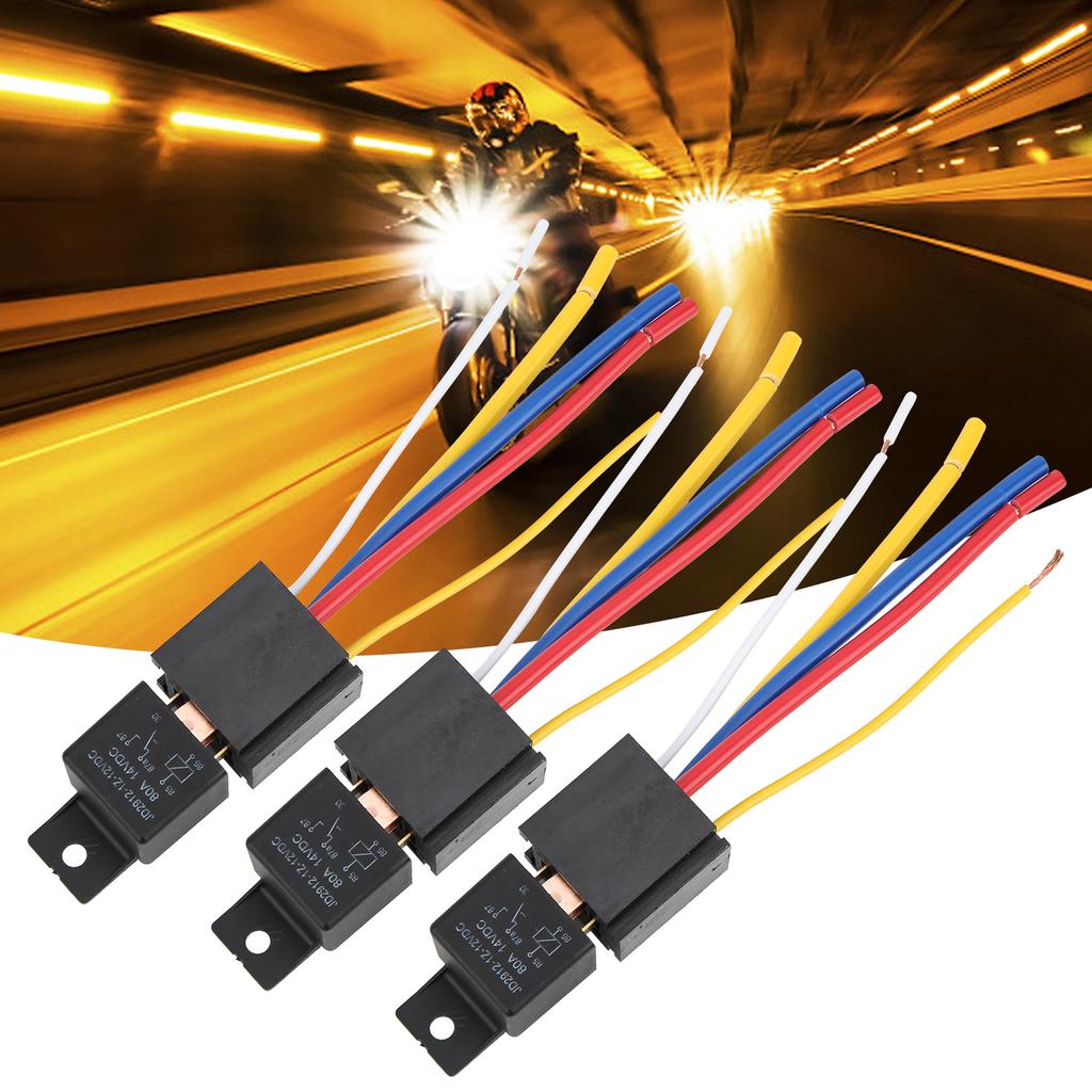 3pcs DC12V 80A LED Flasher Relay Waterproof Shockproof 5?Pin Car Turn Signal Light Relay