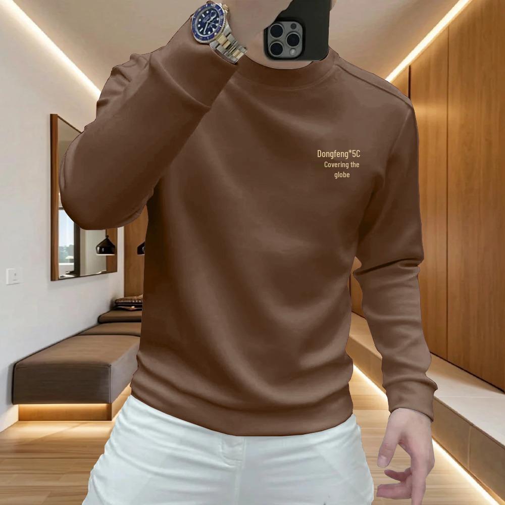 Men s Trendy Loose Fit Casual Hoodie, Plus Velvet, Long Sleeve, Round Neck M