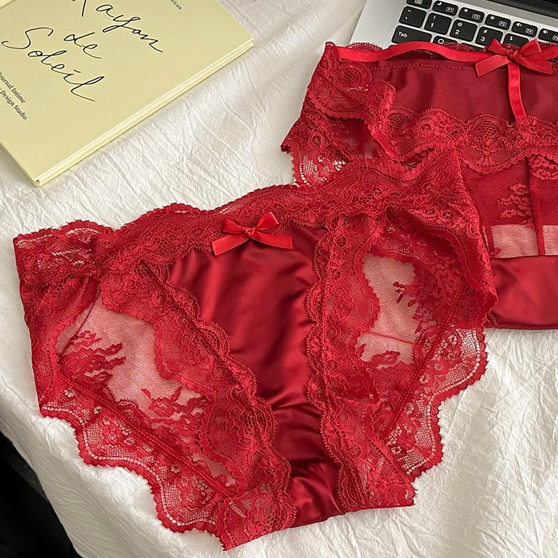 

Женские атласные кружевные бесшовные прозрачные сетчатые хлопковые трусики с низкой посадкой L