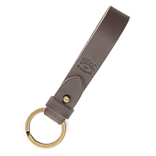 IL BISONTE Genuine Leather Keychain, Key Ring, Unisex, Gray, for Men and Women