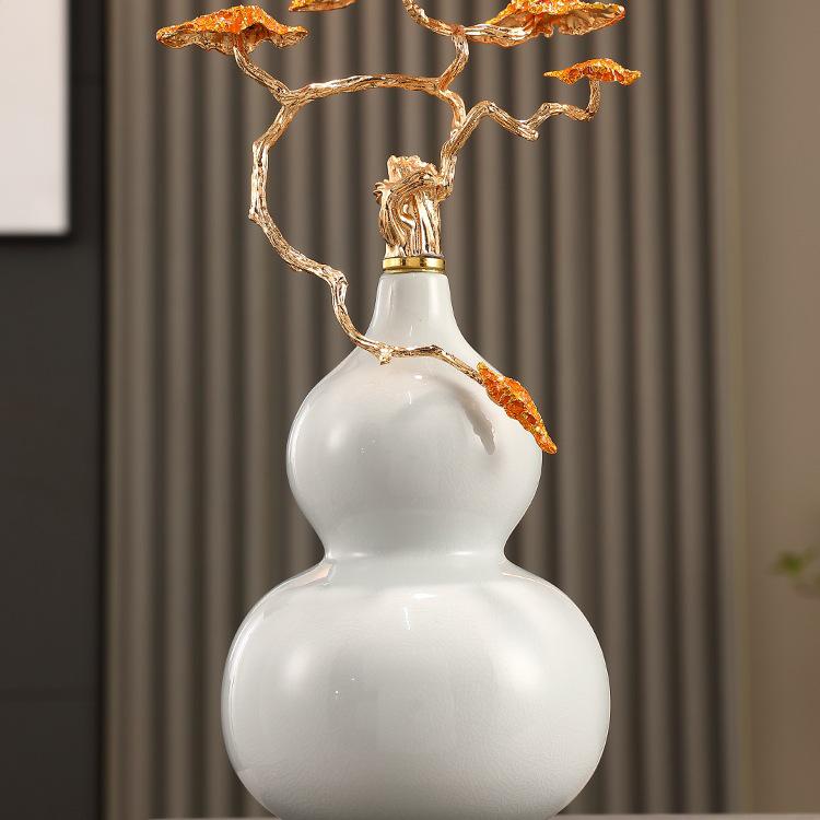 Cloisonné Gourd Ornament: Chinese Ceramic Handicraft for Living Room or Wine Cabinet Decor