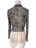 Y2K Leopard Printed Mesh Single-breasted Wooden-ear Rimmed Long-sleeved Short Section Blouses Tops for Women Versatile Closet Essential Fashion Shirt
