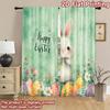 2D Flat Printing 2pcs Window Treatment Curtains Easter Bunny Flowers Eggs Digital Printed Polyester Drapes Birthday Party for