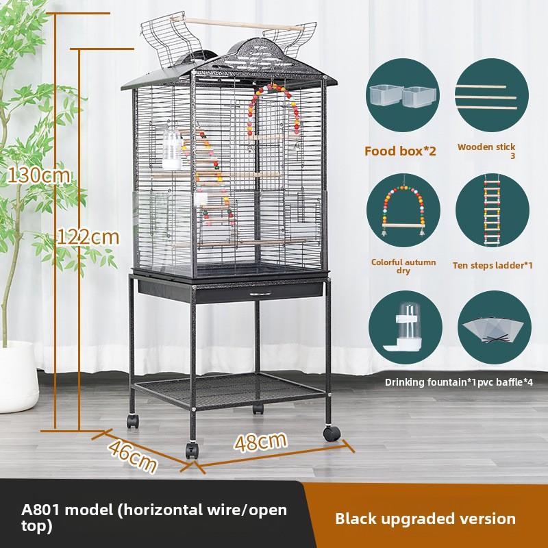 Large Iron Wire Bird Cage with Wood Stand for Conures Lovebird House Parrots Playground Cockatiel Parakeets Activity Center