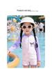 Kuromi Girls' Long Sleeve Sun Protection One-Piece Swimsuit for Kids - Professional Training Boxer Style