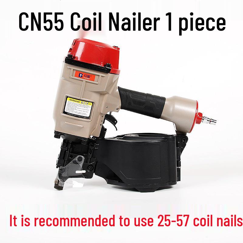 

Pneumatic Coil Nailer: CN55, CN70, CN80 for Packaging, Pallets, Box Nailing with Threaded and Smooth Shank Nails.
