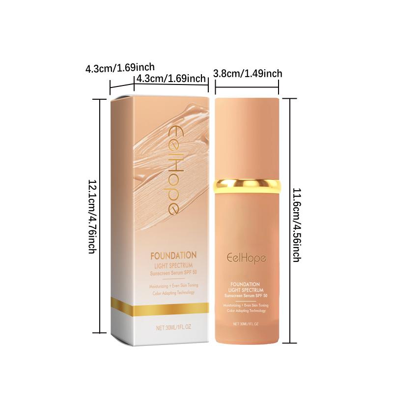 Foundation Color Changing Light Spectrum Sunscreen Spf 50 Concealer Long-Lasting Full Coverage Liquid Foundation Base Cosmetics