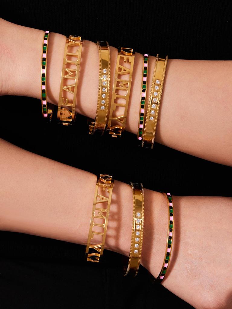 18k Gold-Plated Stainless Steel Bracelet with 5A Zirconia & Hollow Letter Buckle