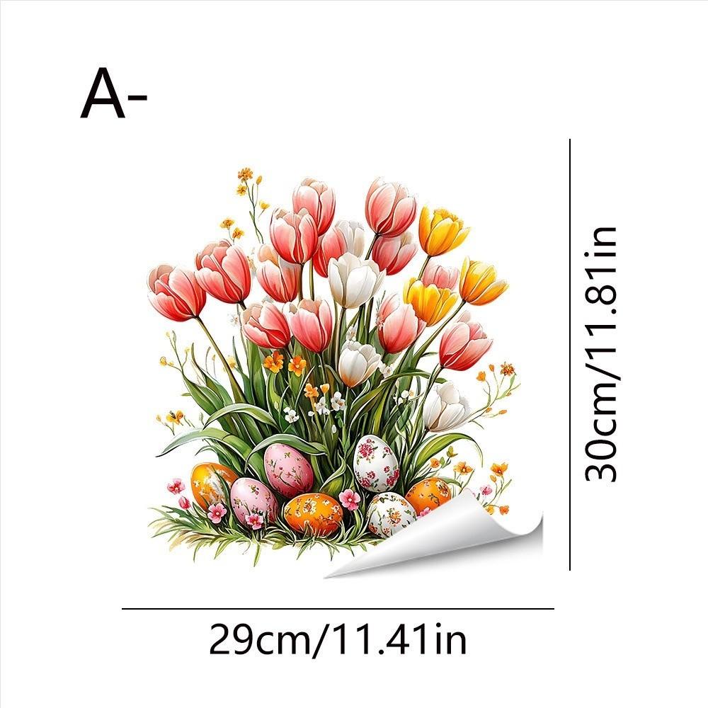 ПВХ Цветок Кролик Наклейка Самоклеящаяся Праздничная Вечеринка Наклейка Новая Настенная Наклейка Украшение для Стекла A1