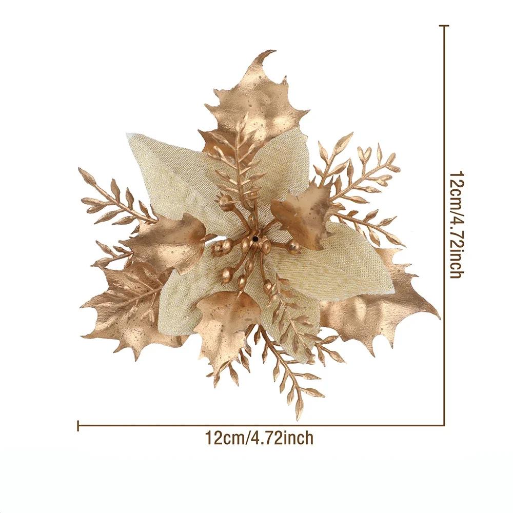 Artificial Flowers Christmas Decor Xmas Tree Ornaments For Home Decor Fake Flower Navidad New Year  Party Supplies