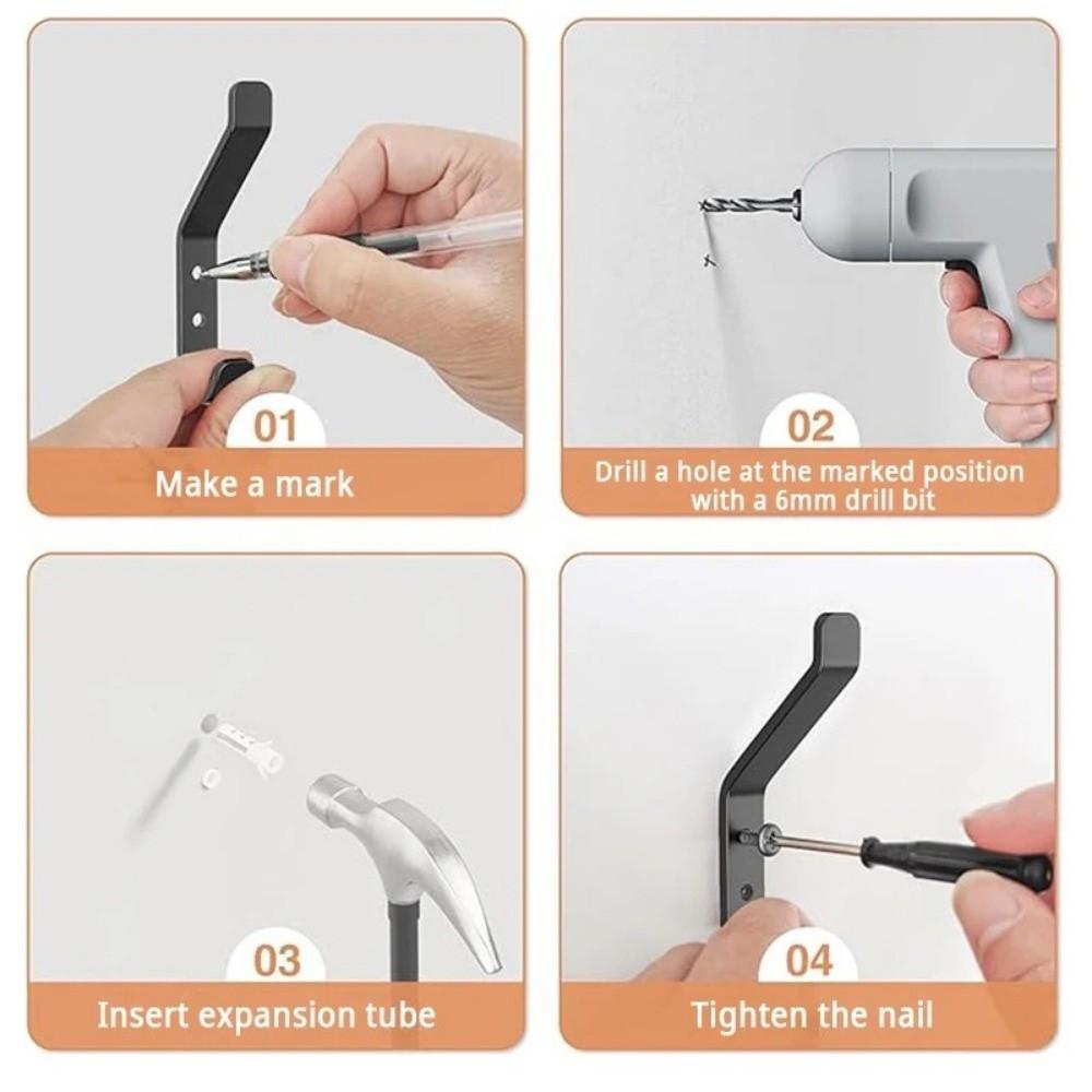 4/5/6/10 Pcs Heavy Duty Wall Hook Wall Mounted Carbon Steel Coat Hook Rust-resistant Strong Load-bearing Door Hook Bathroom Use