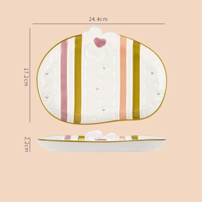 Exquisite Relief-Keramikteller, niedliche unregelmäßige Salat-Dessertschalen, köstliche Haushaltsgerichte, Steakteller, einzigartiges Geschirr