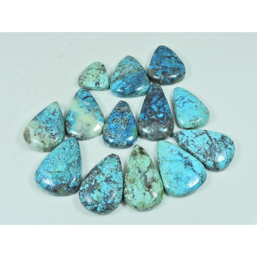 195Cts. Natural Shattuckite Pear Shape Cabochon Loose Gemstone 13 Pcs Lot C-3915