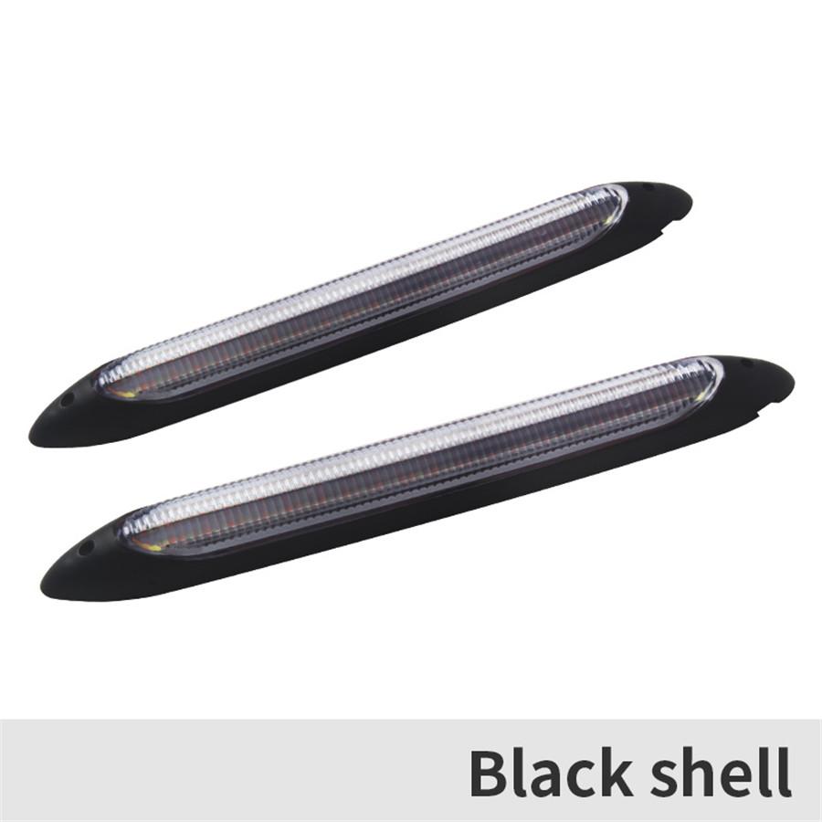 2×9.25" Universal Car LED Daytime Running Light Scan Waterproof Headlight Strip Sequential Flow Yellow Turn Signal White DRL Light
