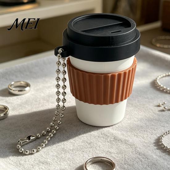 Coffee Cup Finger Clicker 3D Printed Clicker, Press Fidget for Portable Toy Stress Relief, Backpack Hanging with Ball Chain