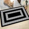 Greek Key Border Flannel Area Rug Classic Geometric Non-slip Floor Mat for Living Room Bedroom Sofa Decor Carpet