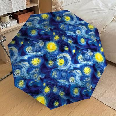 1pc Night Sky Stars Pattern Umbrella Design Automatic Opening and Closing Umbrella, High-quality Travel Umbrella, Lightweight and Portable, -1002131