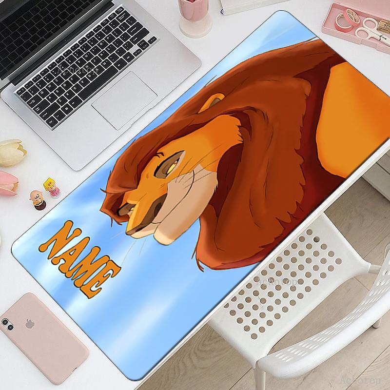 Custom Name Lion Theme Mouse Pad, Non Slip Rubber Base, Multifunctional Office & Home Decor, Perfect for Workspace Personalization.