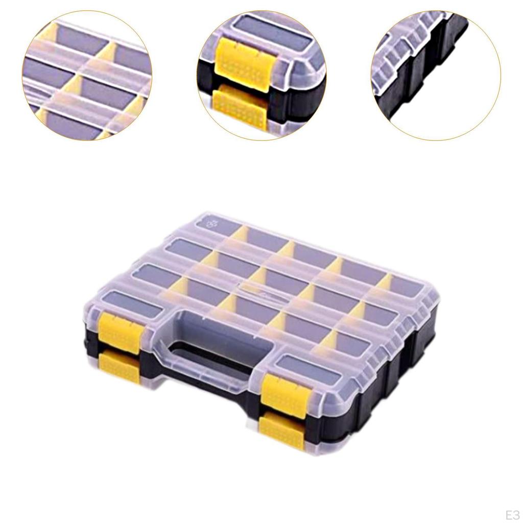 Double Side Tool Organizer Removable Dividers with 34 Compartments Small Parts Case