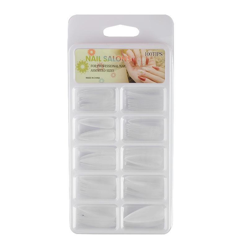 Matte Almond & Water Drop Nail Extensions – 100 Pcs Traceless Full/Half Stickers