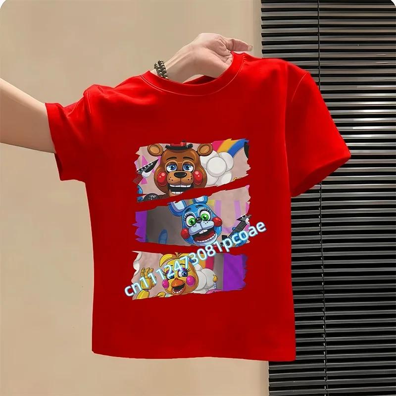 T-shirt FNAF Traspiranti Bambini Five Nights At Freddy Carino Top a Manica Corta Ragazzi Ragazze Moda Estiva T-shirt Abbigliamento Bambini