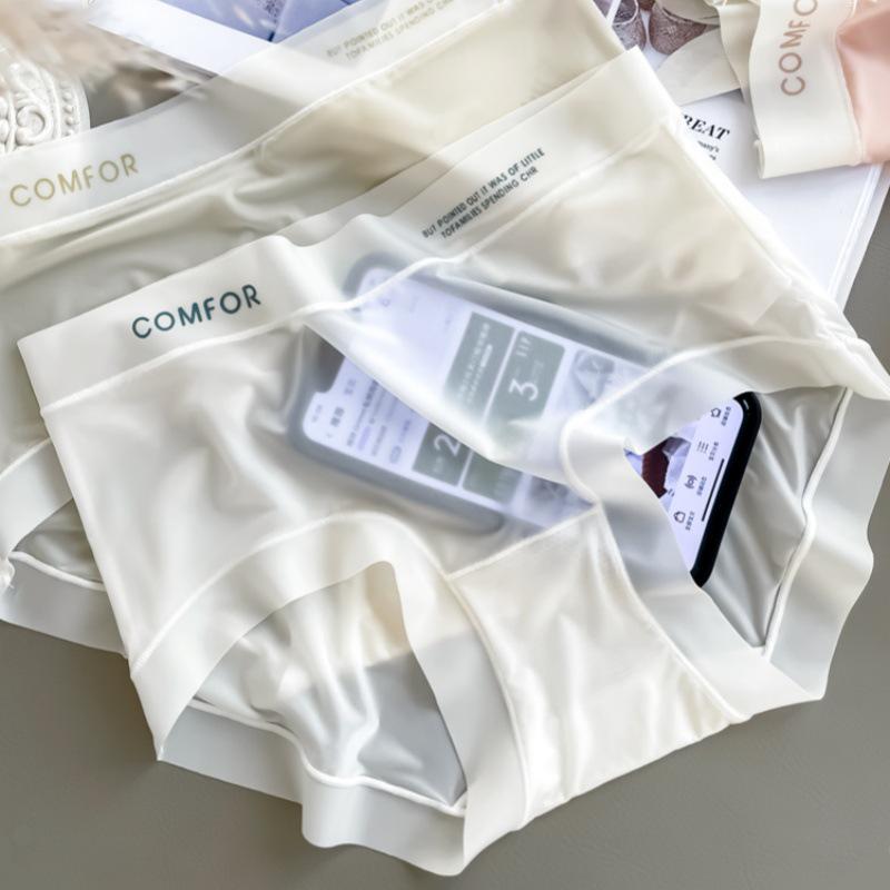 Ultra-Thin Seamless Women's Mulberry Silk Ice Silk Antibacterial Quick-Dry Mid-Waist Underwear