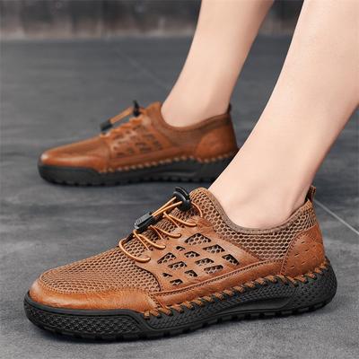 Fashion Trendy Mesh Breathable Casual Shoes British Style Retro Brown Men's Sports Shoes Versatile Commuting Men's Business Shoes