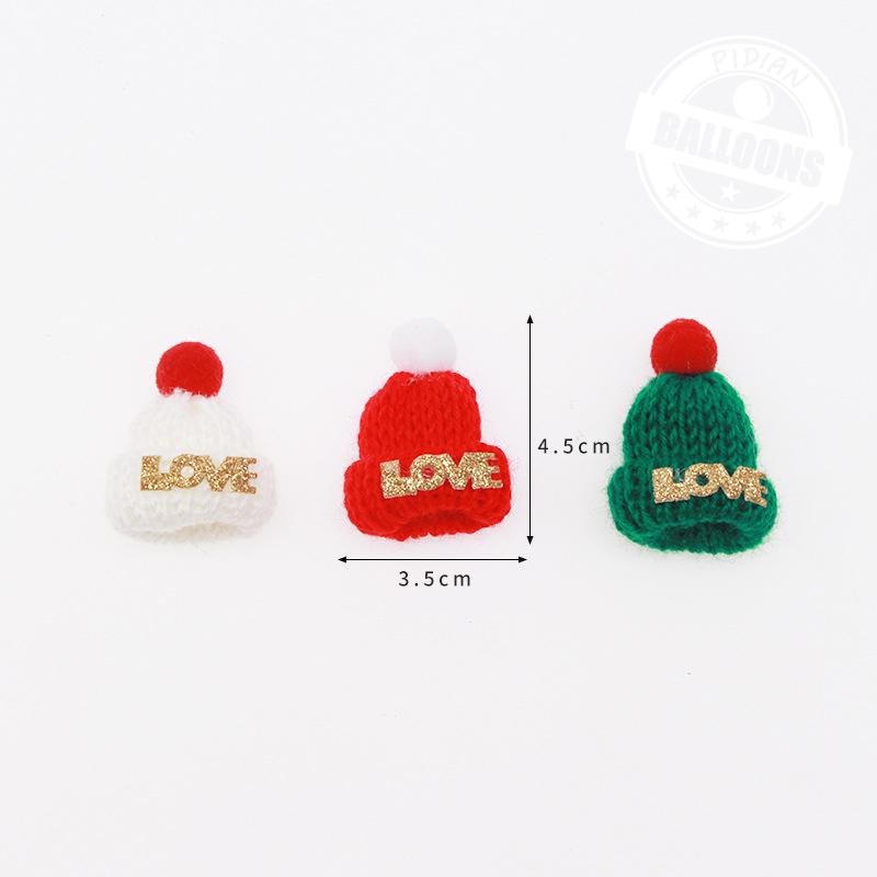 10/20pcs 3.5*4.5cm Mini LOVE Knitted Hat Christmas Decoration Festival Celebration Decor Gift Hat Hairpin Accessories Small Hat