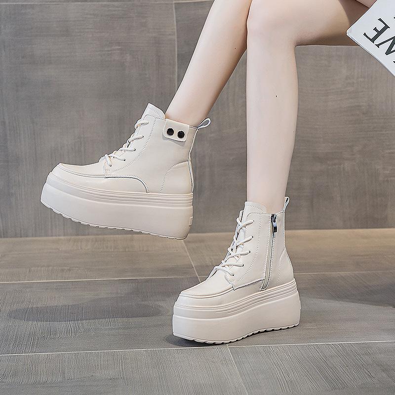 Autumn and Winter New Women's Medium-top Thick-soled Muffin Shoes Women's 2025 New Candy Color Round Head Fashion Simple Pure