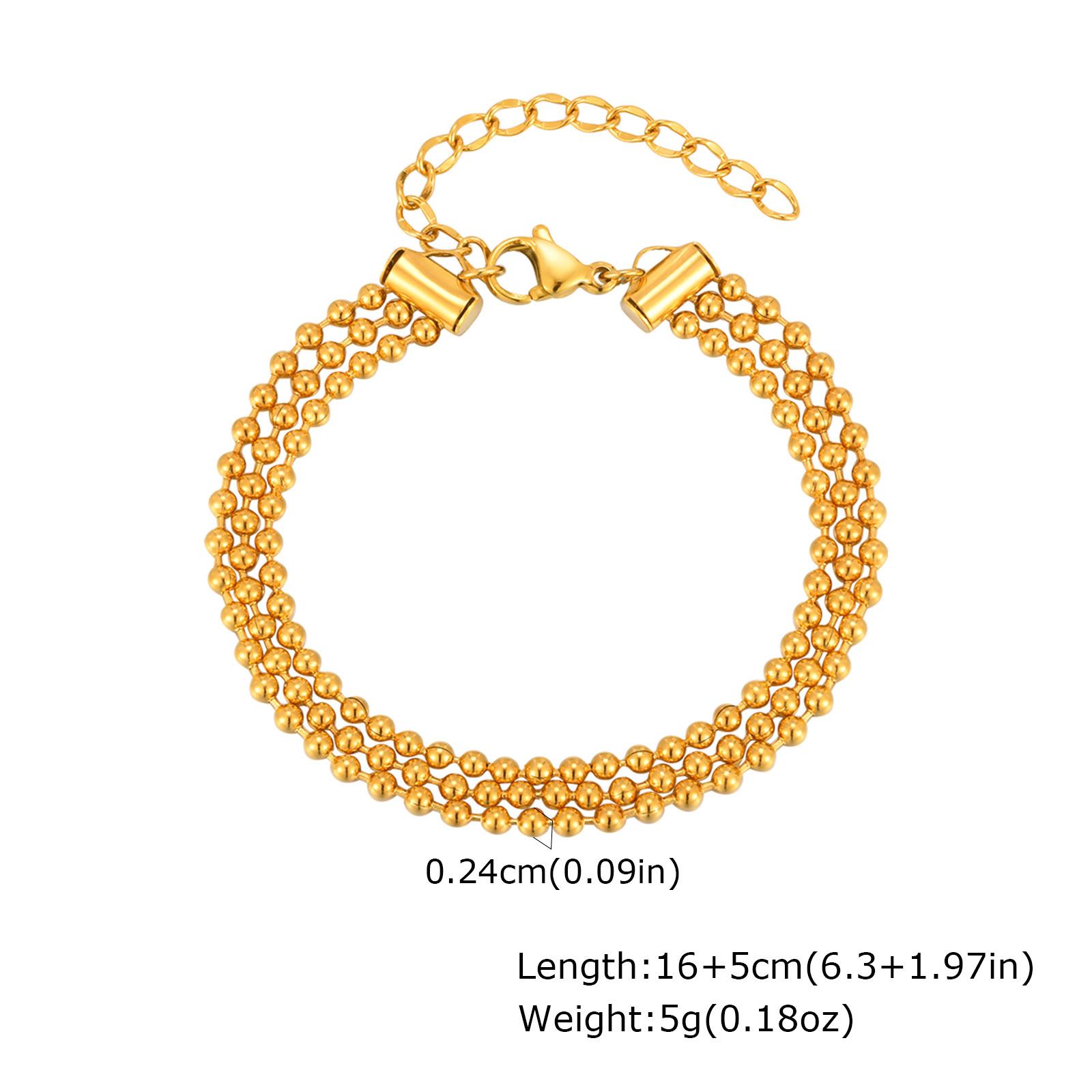 

Waterproof Stainless Steel Bracelet, Gold Plated Layered Link Bangle for Women Handmade Wrist Jewely
