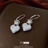 Full Diamond Micro-inlaid Zircon Crown Love Unique Earrings Women's High Sense Light Luxury Temperament Heart-shaped Ear Buckle