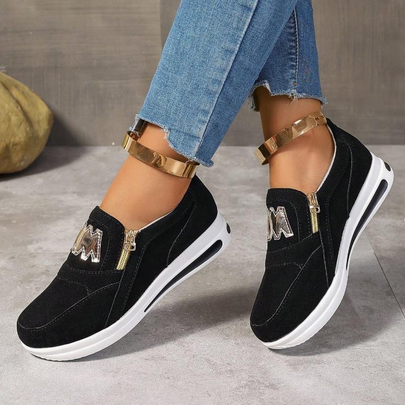 

Fashion Ladies Shoes 2025 Hot Sale Zip Women s Vulcanize Shoes New Outdoor Slip-Resistant Casual Plus Size Versatile Sneakers Zapatos 36 чёрный