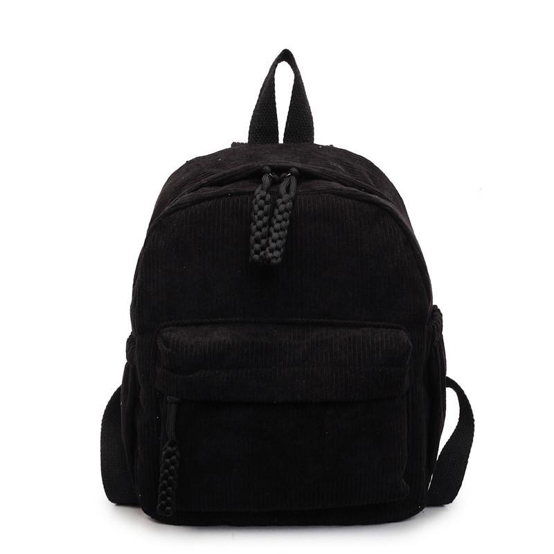 Color Stripes Solid Corduroy Backpack School Travel Functional Inner Pocket