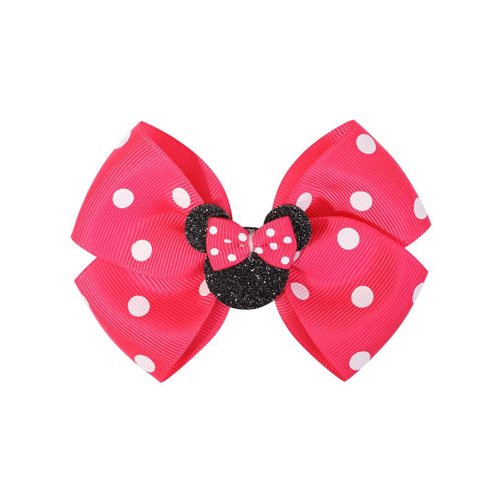 New Girl Headwear Mickey Mouse Hair Accessory Cute Girl Hair Clip Pink Polka Dot Bow Cartoon Hair Clip