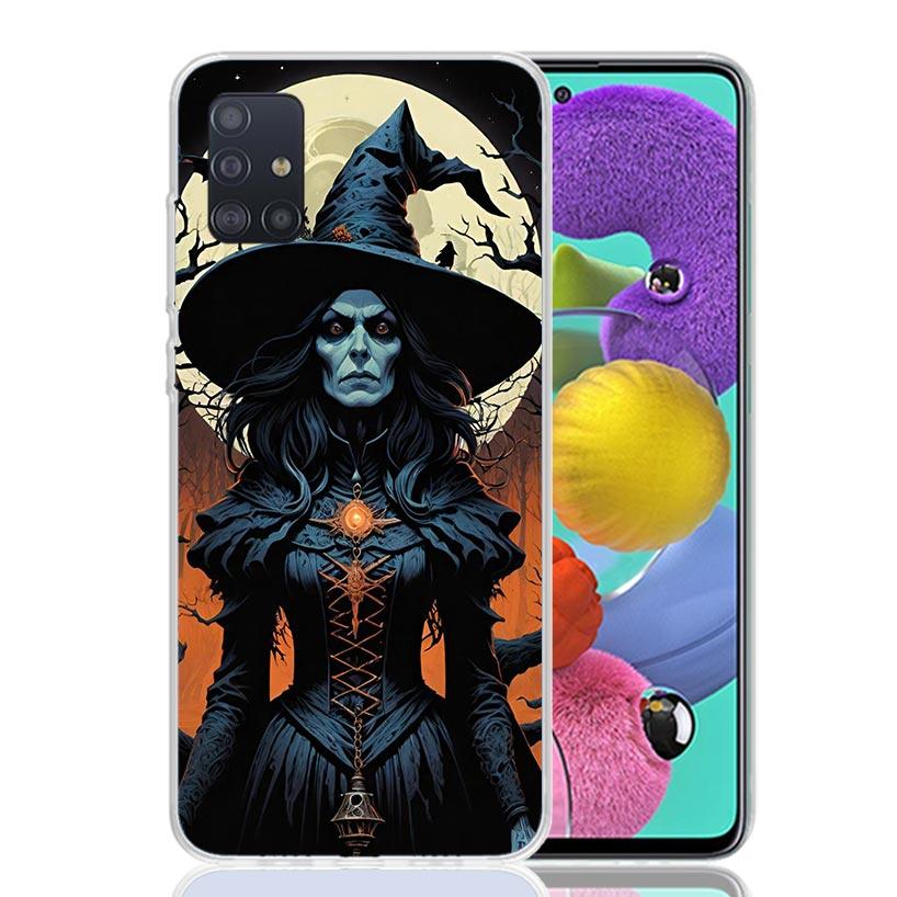 Halloween Moon Witch Horror Phone Case For Samsung Galaxy A52 A32 A22 A12 A02S A50S A30S A51 A31 AA71 Note 20 Ultra 10 S10 Plus