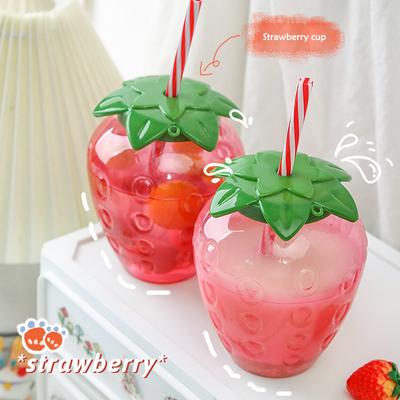 3/6pcs Hawaiian Summer Party Cup 500ml Pineapple/Strawberry Shape Drinking Cup with Straw Creative Birthday Party Decoration