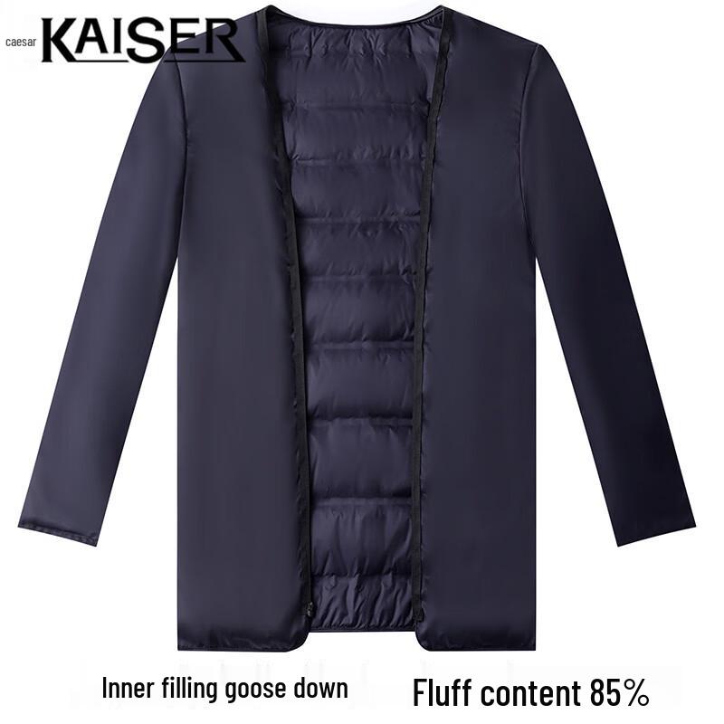 Caesar Men's Winter Cashmere Blend Double-Faced Wool Down-Lined Overcoat