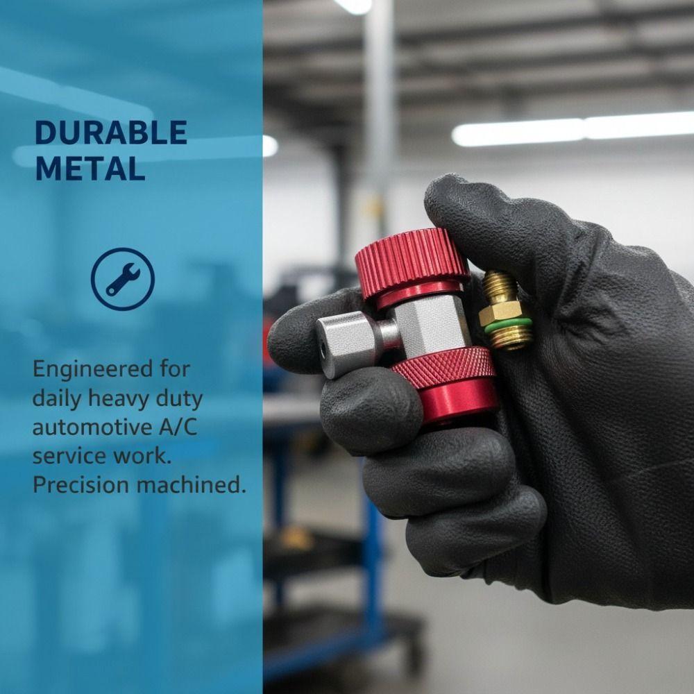 R134 a/C Air Conditioning Coupler Adapter with Extractor Valve Core 1/4 Inch Fitting Low and High AC Coupler Easy To Connect