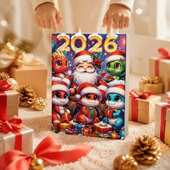 Creative Christmas Countdown Calendar Dragon Advent Calendars 2026, 24 Days with Party Favors 2D Acrylic Ornaments, Collectible Figures for Tree Home