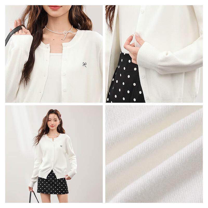 MJ STYLE Women's Bow-Embroidered Knit Cardigan