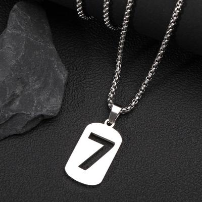Elegantes Nischen-Design Glückszahl 7 Anhänger Titanstahl Halskette für Damen