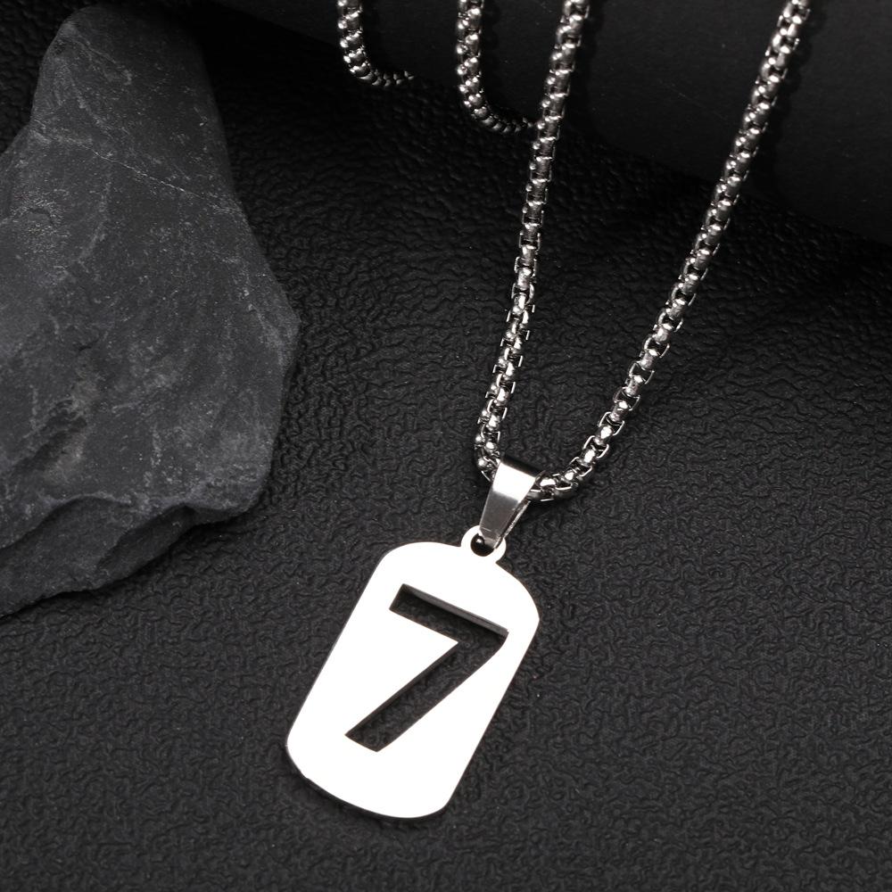 Elegant Niche Design Lucky Number 7 Pendant Titanium Steel Necklace for Women