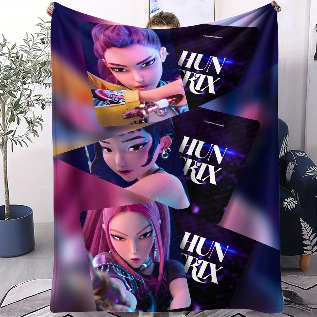 1Pc K-Pop Blanket Sajaboys Hunter Flannel Blanket Demon Hunters Print For Home Living Room Bedroom Decor New  Christmas Gift