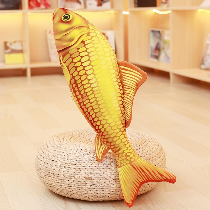Jouets Peluches Koi Poisson en Peluche Doux Poupée Poisson Douce Oreiller Koi Doux Coussin Poisson Rouge Jouets pour Chat