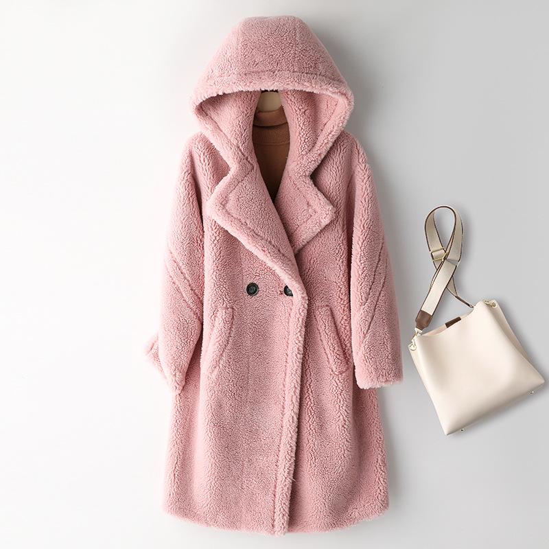 

Women s 2026 Winter Teddy Bear Mid-Length Shearling Coat S (85-115 lbs)