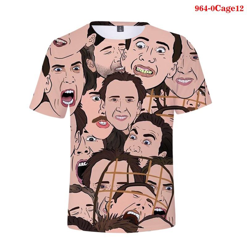 Mode Kooi Gezicht T-shirt Grappig 3D Nicolas Kim Coppola Grafische T-shirts voor Mannen Tops T-shirts Unisex Vrouwen Casual Korte Mouw